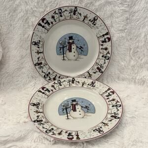 Set of 2 Vintage Snowmen Serenade II Salad Plate MEIWA Christmas 6 Available